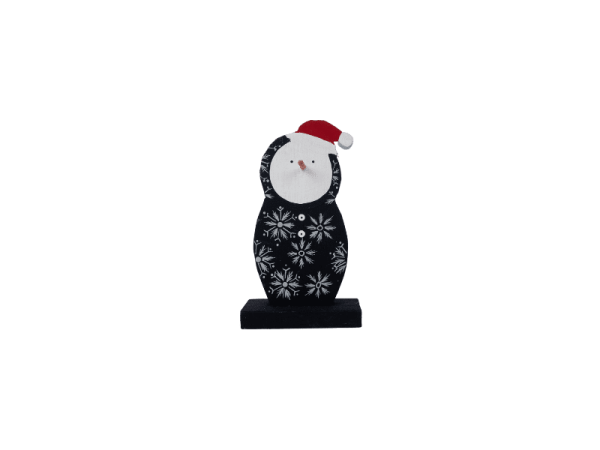 Wooden Black Snowman Christmas With Stand