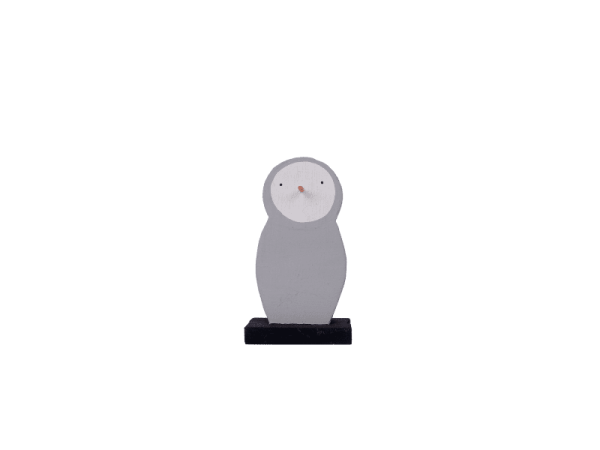 Wooden Grey Snowman With Stand