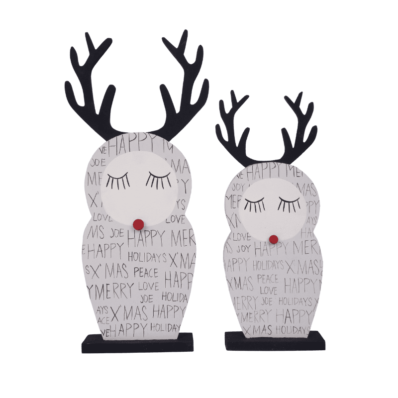 Set Of Two Christmas Deer With Stand