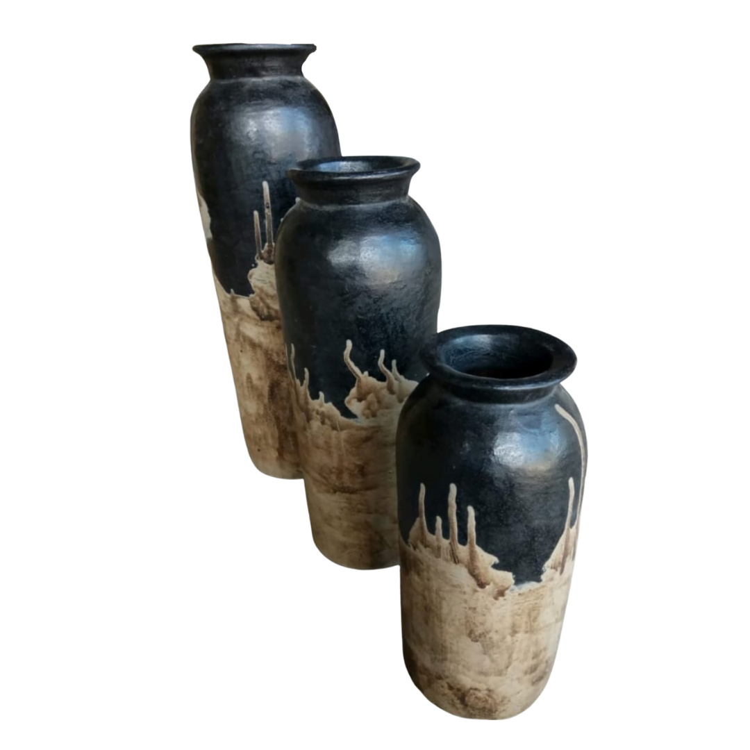 A Set of 3 Painted Lombok Pot - Image 4