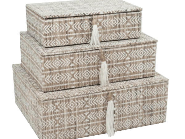 Set of 3 Rect Box with Tassel