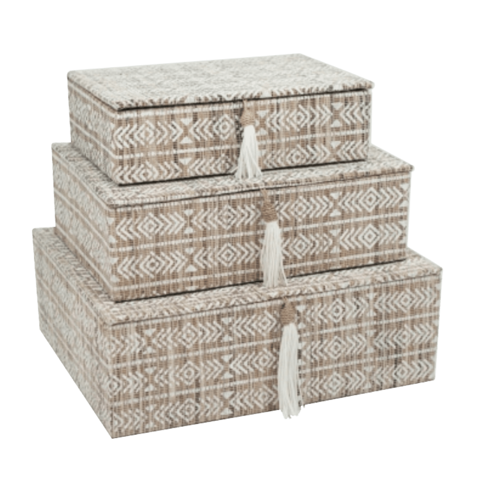 Set of 3 Rect Box with Tassel