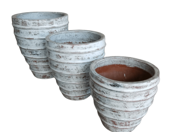 A Set of 3 Stripe Line Lombok Big Pot