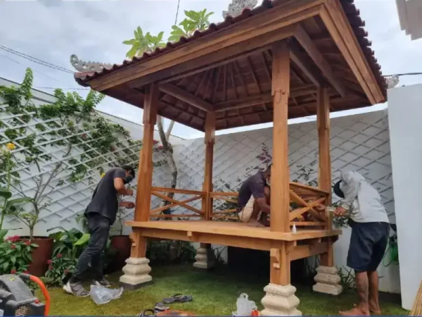 Teak Wood Gazebo with Bali Style 28
