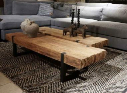 Long solid wood coffee table