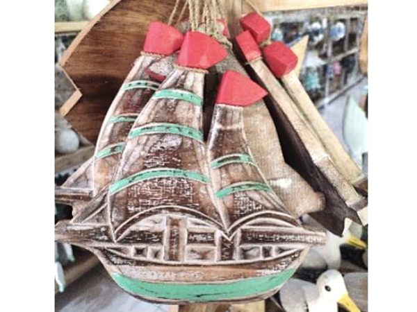 Hanging Wooden Boat Decoration