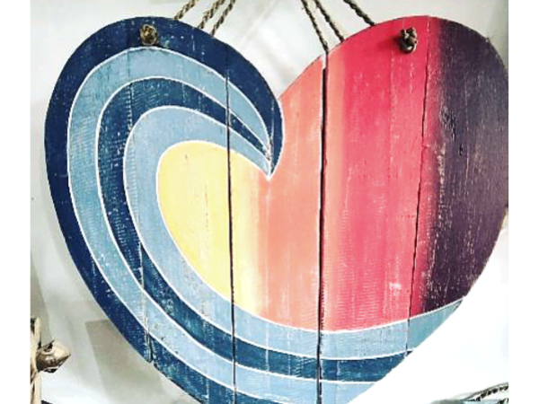Sunset Wooden Heart
