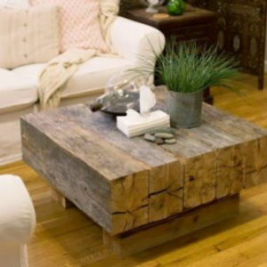 Coffee table wooden beams on plinth - COFFEE TABLE