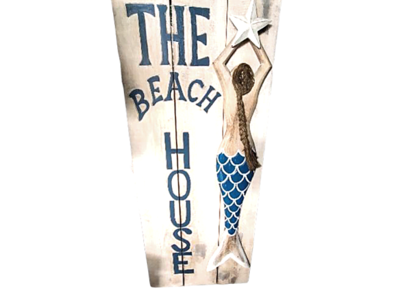 Wall decor "Beach House" With Blue Mermaid