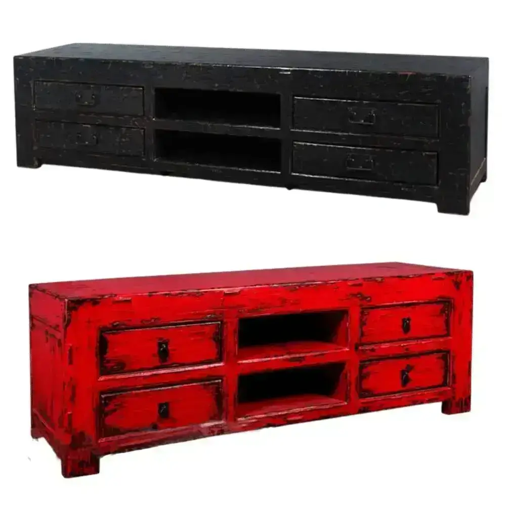 ANKONG LONG RUSTIC LOW MEDIA CABINET