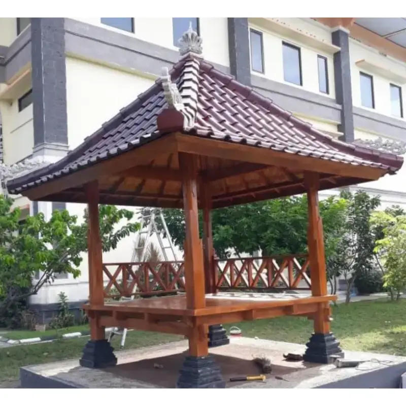 Teak Wood Gazebo with Bali Style 44