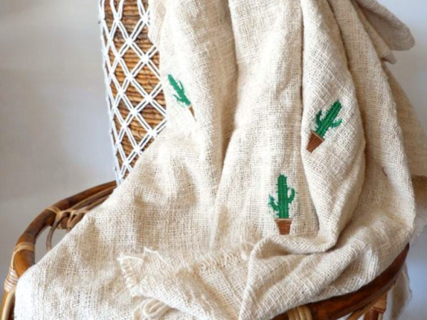Throw With Cactus Motif