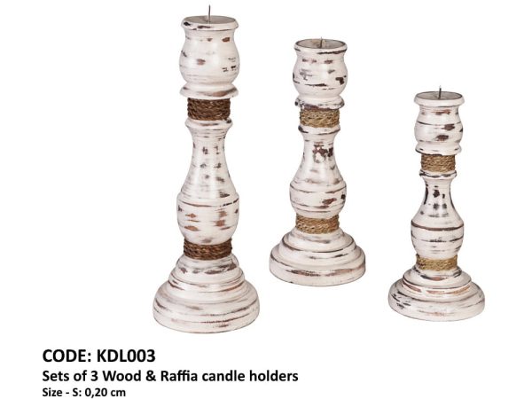 Bougeoirs en bois et raphia 3