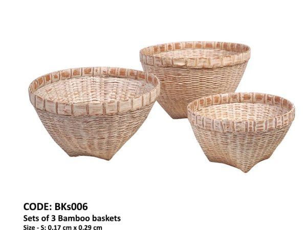 Ensemble de 3 paniers bambou beige