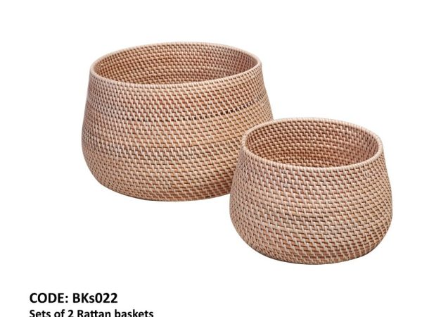 Ensemble de 2 paniers ronds en rotin