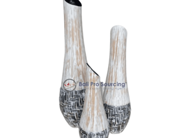 A Set of 3 Bamboo Shape Lombok Pot