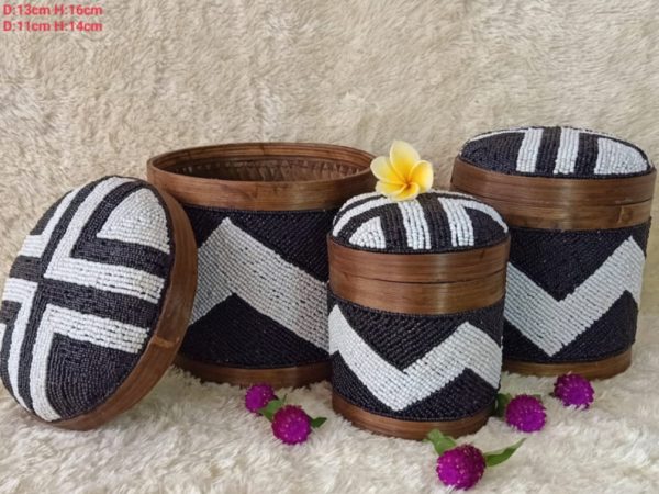 A Set Of 3 Beads And Bamboo Bali Box