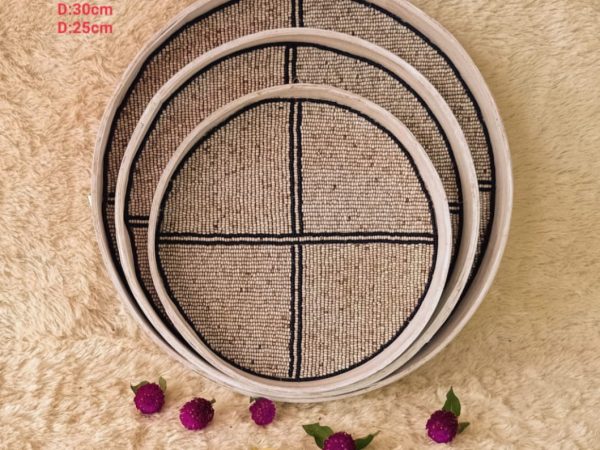 A Set Of 3 Brown Tray Cross Motif