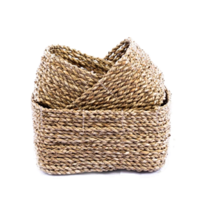 A Set Of 3 Natural Mini Square Basket