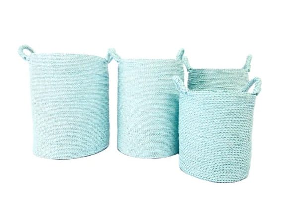 A Set Of 4 Natural White Laundry Basket Kila
