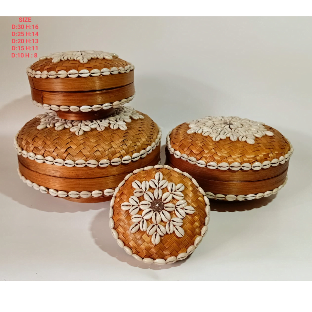 A Set Of 5 Dark Brown Bamboo Bali Box – Image 2