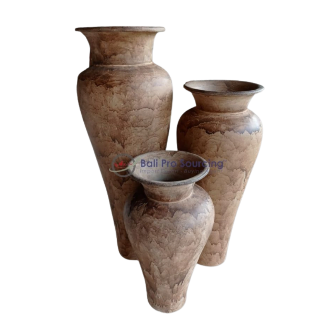 A Set of 3 Brown Lombok Pot