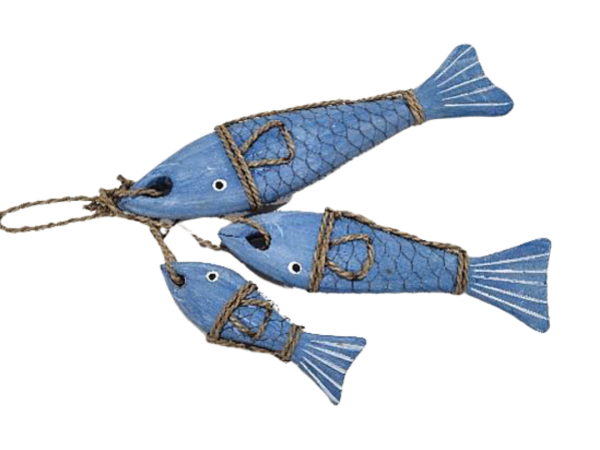 A set Of 3 Small Wooden Fish