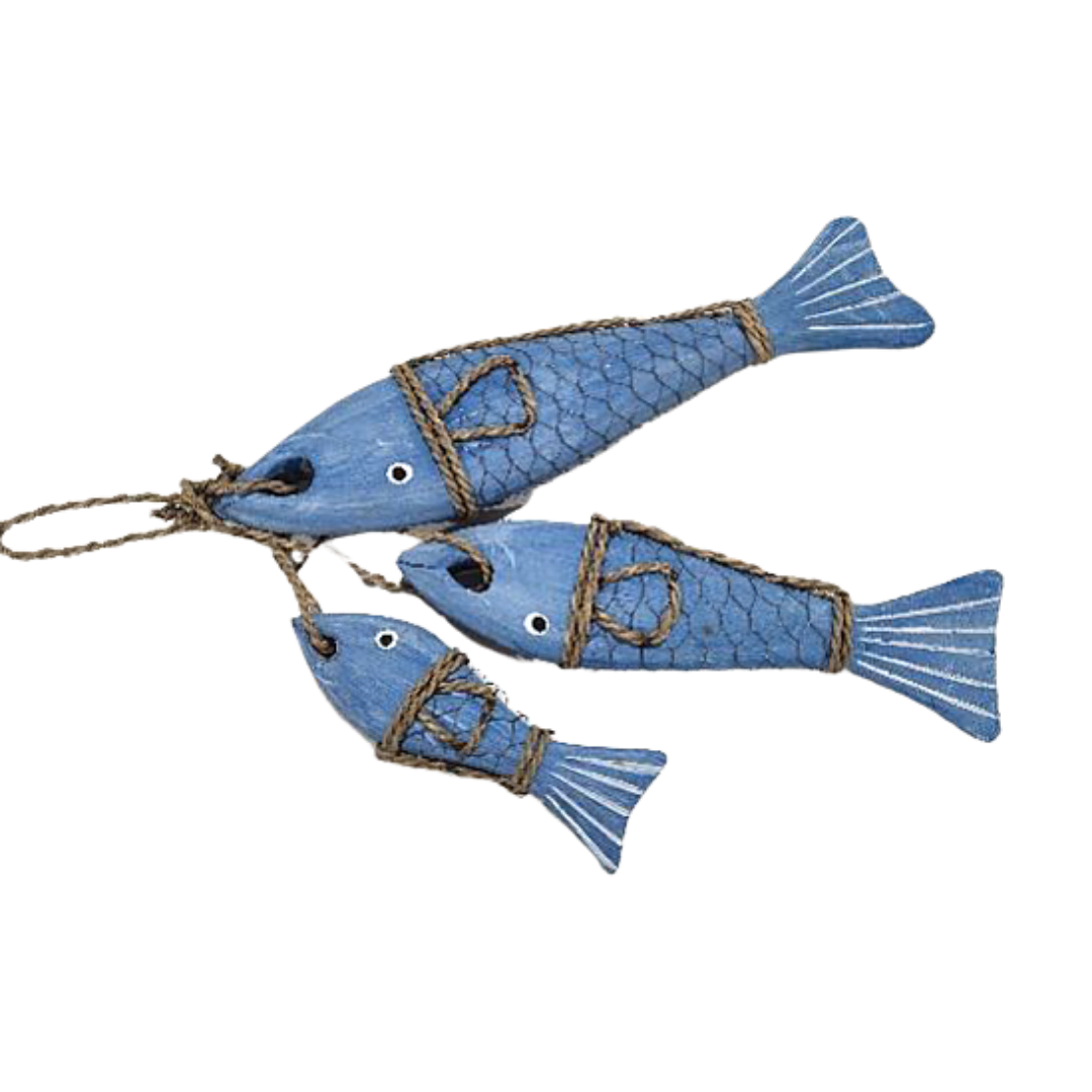 A set Of 3 Small Wooden Fish
