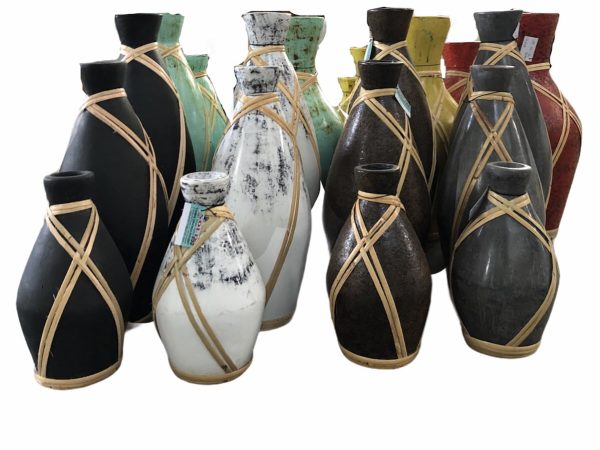A set Of 3 Vase With Rattan