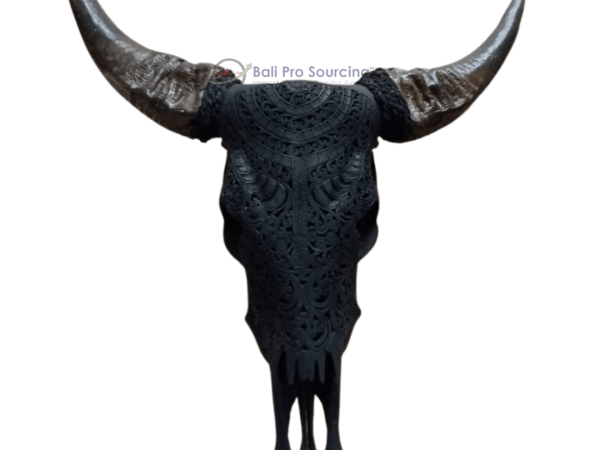 Black Buffalo Skull Fern Crved