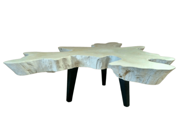 Bromo Teak Wooden coffee table with iron stick legs BLACK MATTE