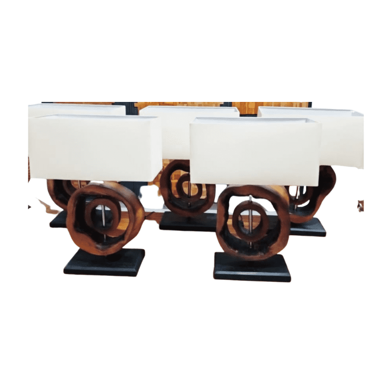 Double Ring Suar Wooden Table Lamp