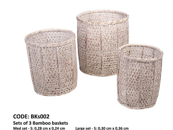Ensemble de 3 paniers petits en bambou