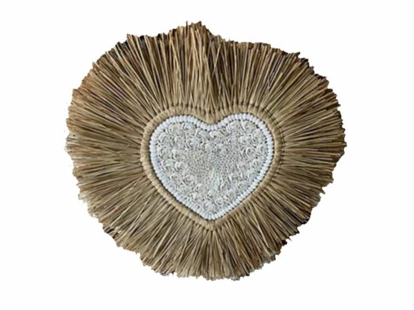 Heart shell and rattan - coeur rotin et coquillages