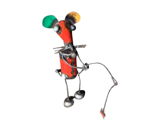 Mouse Fishing Metal Decor