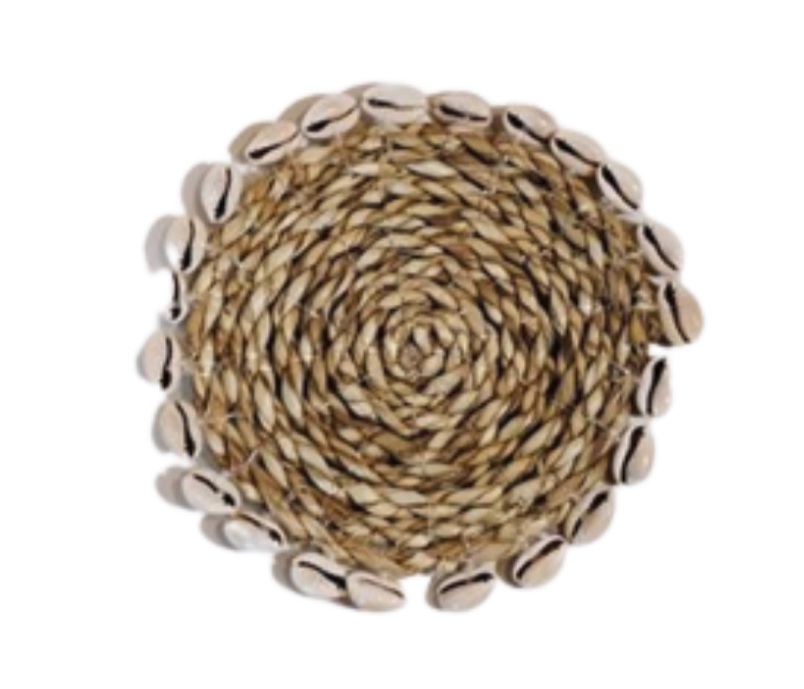 Natural Seagrass Coster With Sea Shells