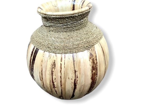 Natural plam vase and ceramic - Vase en palmier naturel