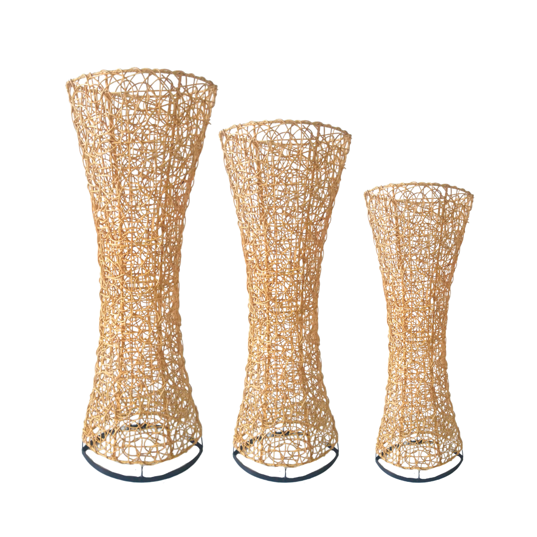 Oval Ruwet Standing Rattan Lamp