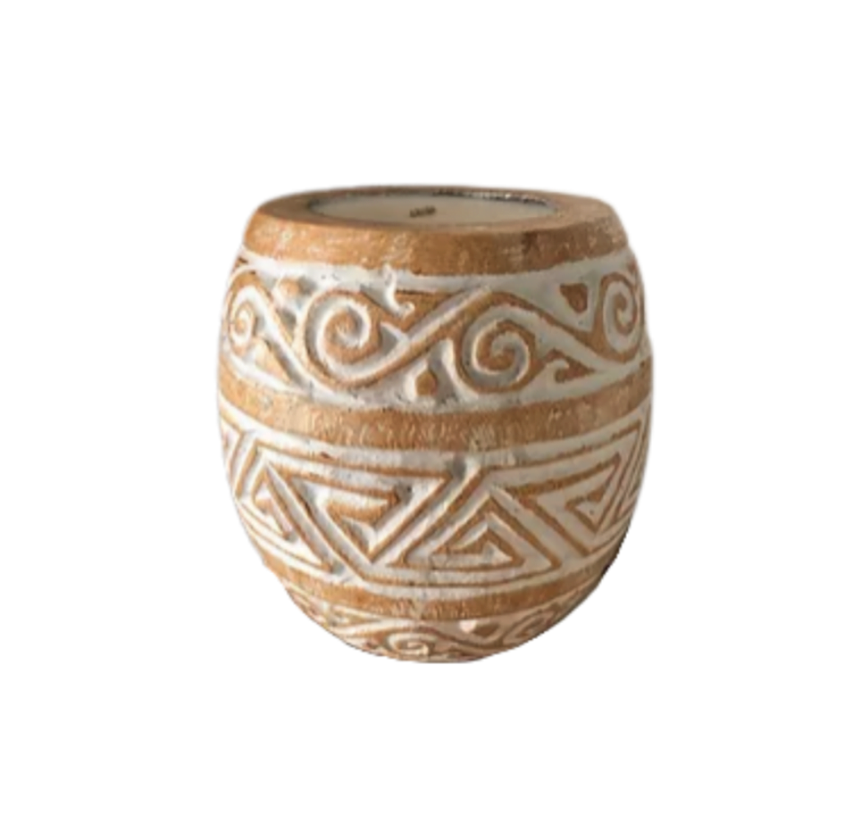 Palm Carved Candle - Vasque Sculptée Tribal Bougie