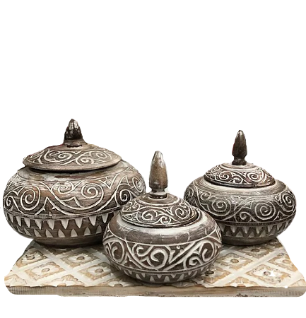 Pot Carving Decoration 3 Set