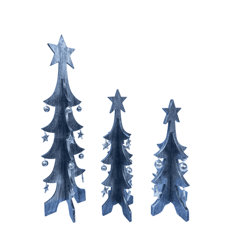 Set of 3 Wooden Christmas Tree With Star on Top - Image 11