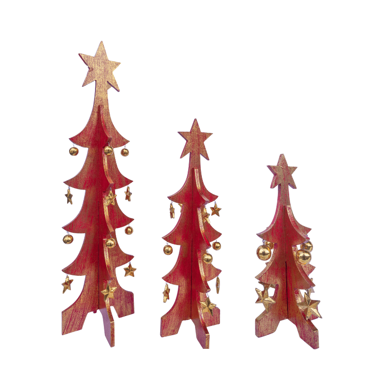 Set of 3 Wooden Christmas Tree With Star on Top - Image 5