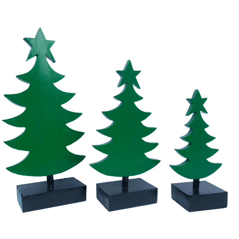 Set of 3 Wooden Christmas Tree - Image 2