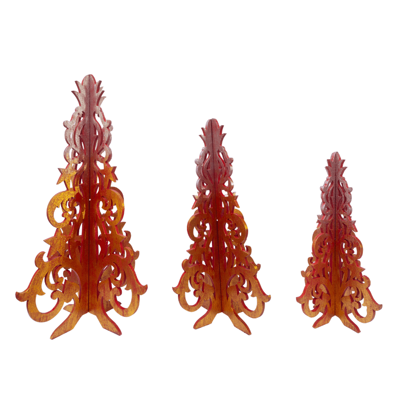 Set of 3 Wooden Christmas With Pineapple on Top - Image 2