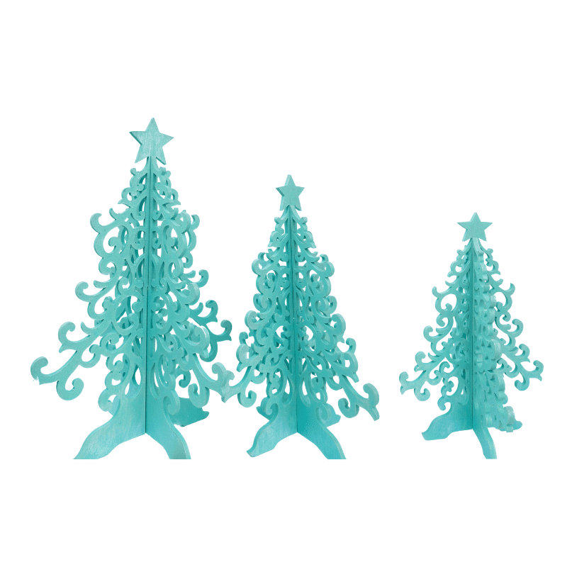 Set of 3 Wooden Christmas With Star on Top - Image 4