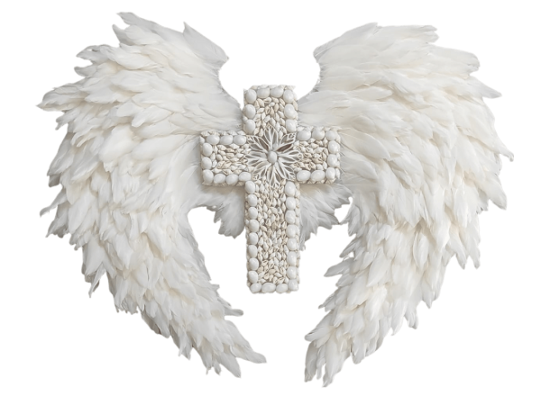 White Feather Wings With Seashells