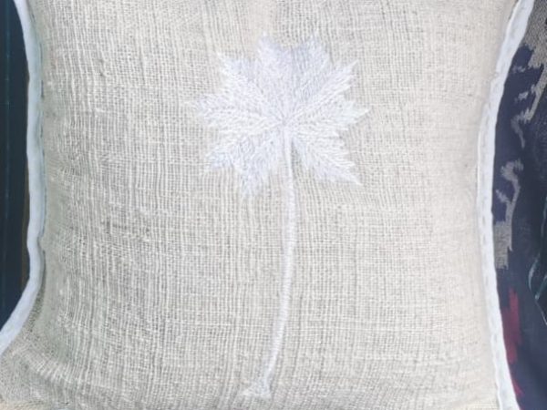 White Palm Tree Embroidery Pillow