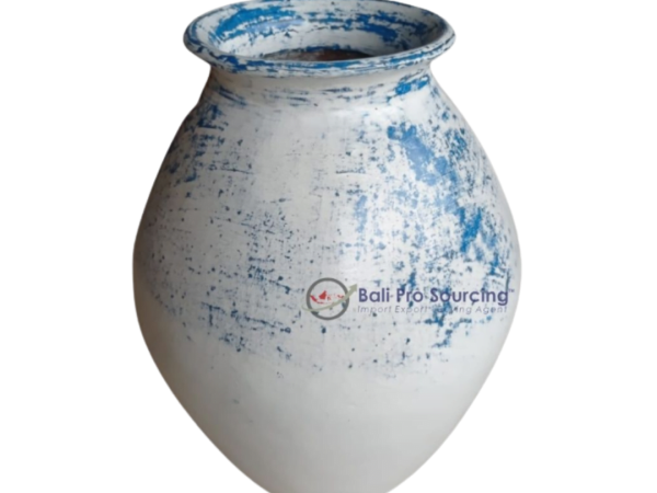 White Washed Blue Motive Lombok Pot