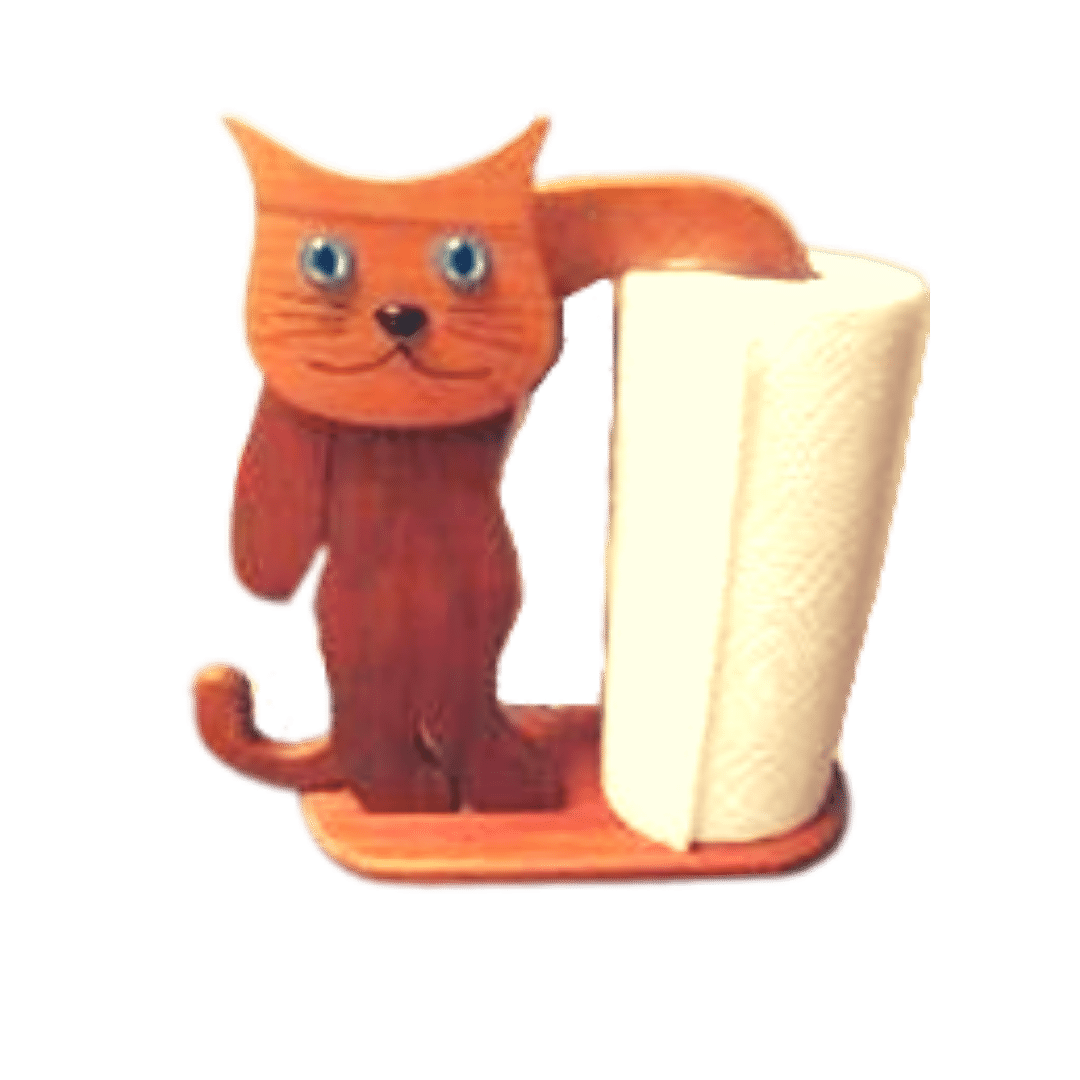Wooden Cat Tissue Holder Decoration