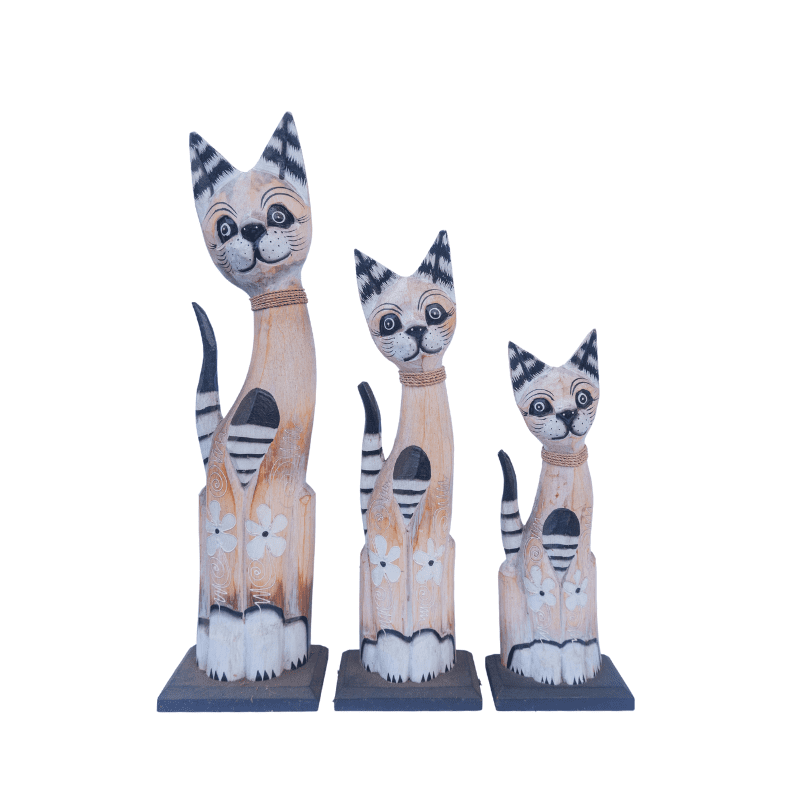 Wooden Cat With Stand
